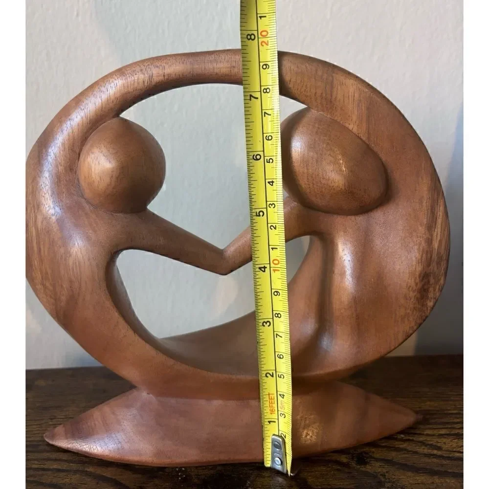 Vintage Hand Carved Suar Wood Sculpture, 